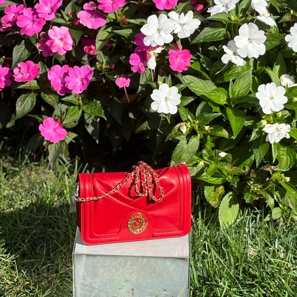 Valentino Orlandi Red Crossbody Bag with Chain Strap NWT
